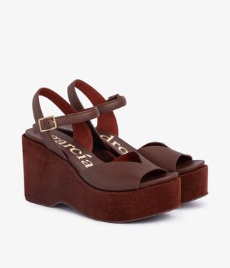 Pedro Garcia Wedge in burgundy leather and suede wedge | Doina | Spring Summer 26 | PEDRO GARCIA