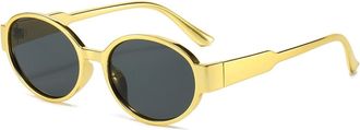 Generic Small Frame Men Commuter Sunglasses Outdoor Vacation Women Driving Sun Glasses(Gold)