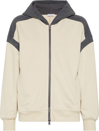 Brunello Cucinelli panelled hoodie - Neutrals