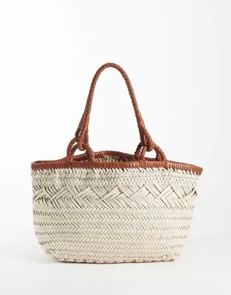 Asos Borsa shopping in pelle intrecciata bianca-Multi