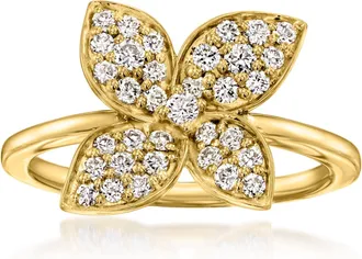 Ross-Simons Lab-Grown Diamond Flower Ring in 18kt Gold Over Sterling