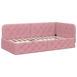 vidaXL Corner Bed Frame with Headboard Pink 100 x 200 cm Velvet vidaXL