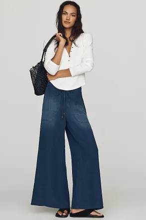 Pilcro Bloom Drawstring High-Rise Wide-Leg Jeans