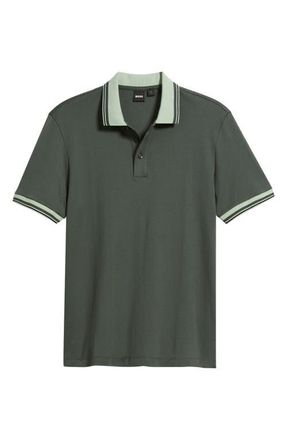 BOSS Parlay Tipped Cotton Polo in Open Green at Nordstrom, Size Xx-Large