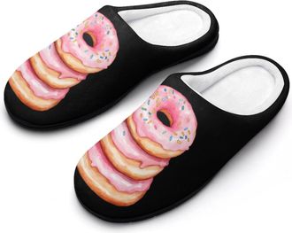 Generic Sprinkled Doughnuts Donut Mens House Slippers Memory Foam Washable Cotton Slip on Home Shoes