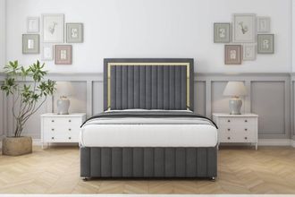 Comfort Beds Boston Gold Coniston Divan Base No Drawers - 54 Headboard-Footboard in Dark Grey | Size: Super King
