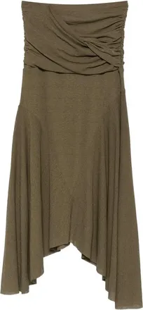 Ganni Ruched Asymmetric-hem Asymmetric Skirt