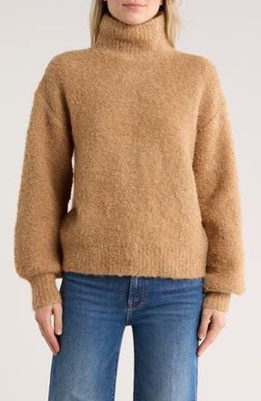 FRNCH Nadine Mock Neck Boucl&eacute; Sweater in Camel at Nordstrom Rack, Size Small