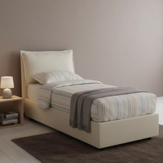 Talamo Italia Talamo Italia - Cama Individual Evelyn, Cama Contenedor Con Revestimiento De Tela, 100% Made In Italy, Apertura Frontal, Con Colch&oacute;n Cm 90x200 Incluid