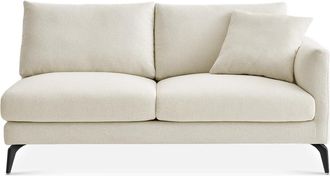 Castlery Lena Right Facing 2 Seater Sofa, Cream, Matte Black Legs, Spill-Resistant, Removable Covers for Women