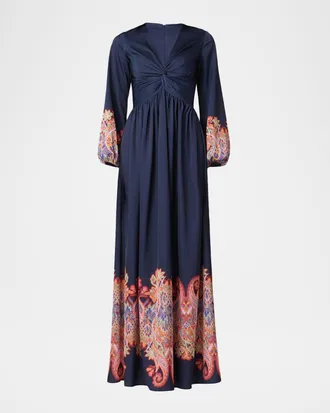 Shoshanna Calla Paisley-Print Empire Maxi Dress