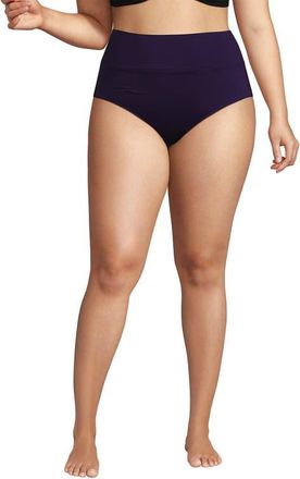 Lands End Chlorine Resistant Pinchless High Waisted Bikini Bottoms in Blackberry at Nordstrom, Size 26W