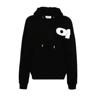 Off-white Hoodies, male, Black, Size: L Off White Sweaters Black/White