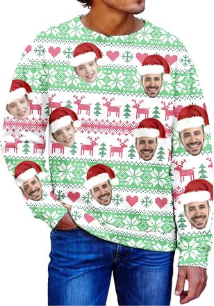 Generic Personalised Funny Christmas Jumper for Men Women, Custom Funny Christmas Jumpers with Your Photo, Xmas Sweatshirt for Men or Women Outfits Ugly Sweat