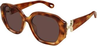 Chlo&eacute; Vierkante Zonnebril - Dames - Zonnebrillen - Bruin - 56 MM - Accessoires