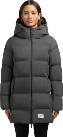 Khujo Tanare4 Womens Long Puffer Jacket Short Coat for Winter with Hood XS-XXL, Foam Green, M