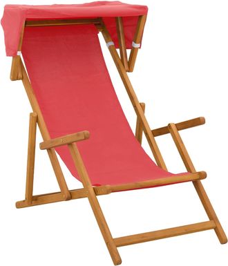 vidaXL Silla De Terraza 3 Posici&oacute;n Madera De Eucalipto Maciza Rojo Vidaxl