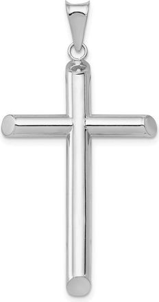 Diamond2Deal 14k White Gold Polished Tube Cross Pendant