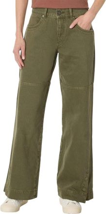 Free People Benji Jeans Women Green Denim Relaxed Fit Wide-Leg Zip Fly KFC341