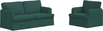 vidaXL Juego De Sof&aacute; 2 Uds. Verde Oscuro Tela Vidaxl