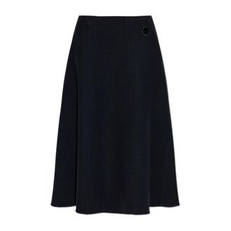 Moncler Rokken, Dames, Blauw, S, Leer, Wool Midi Skirt