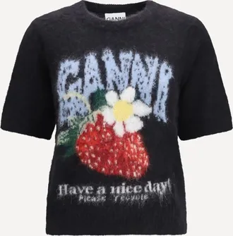 Ganni Alpaca and wool-blend T-shirt Female XS