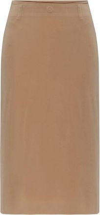 Maison Margiela Dubbellaagse Logomidi Rok - Dames - Midirokken - Beige - L - Rokken