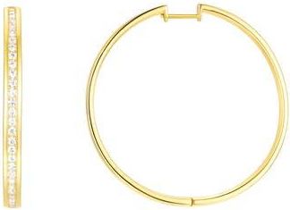 Candela Jewelry 18K Gold Plated Sterling Silver Cubic Zirconia Eternity Hoop Earrings in Yellow Gold/Clear at Nordstrom Rack