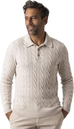 Gran Sasso Pull-polo met lange mouwen - Heren - Cashmere truien - Wit - 3XL - Kasjmier - Truien & Vesten