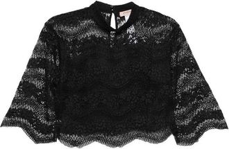 Twinset Black Lace Top With 3/4 Sleeves And Lining