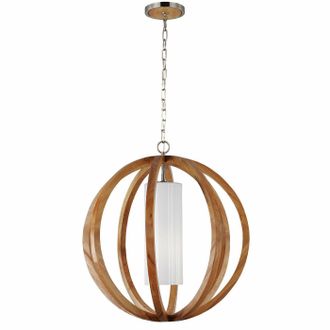 Loops 1 Bulb Ceiling Pendant Light Fitting Light Wood Brushed Steel LED E27 75W Bulb in Metallics
