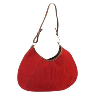 Burberry Pre-owned Shoulder Bags, female, Red, Size: ONE SIZE Pre-owned Vintage Canvas Shoulder Bag