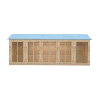 Shires Mayfield 20 x 6 Summerhouse - Wood - L179 x W595 x H240.9 cm in Light Brown