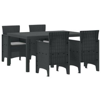 Berkfield Home 5 Piece Garden Dining Set with Cushions Anthracite Poly Rattan in Grey