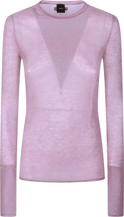 Pinko Pinko, Overhemden, Dames, Paars, XS, Wol, Pico Ronde Hals Trui