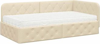 vidaXL Estructura De Cama En Esquina Crema 90 X 200 Cm Tela Vidaxl