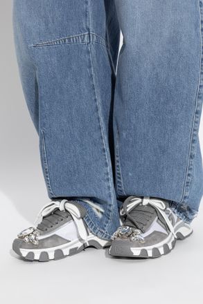 Dolce & Gabbana Sports Shoes With Shimmering Appliqu&eacute;s, Womens, Grey