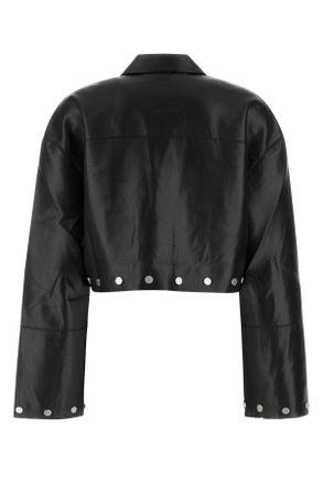 Nanushka Womens Black Synthetic Leather Kassie Shirt Camicie