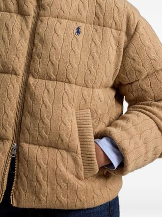 Polo Ralph Lauren Quilted Cable-Knit Wool Down Jacket - Beige