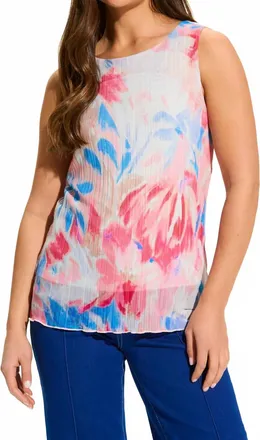 FDJ Shannon Sleeveless Pleated Mesh Top In Patrizia