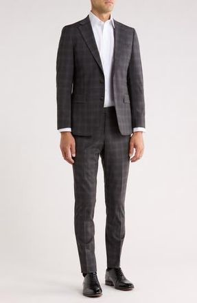 Original Penguin Grey Plaid Notch Lapel Wool Blend Suit in Grey/Blue at Nordstrom Rack, Size 36 Regular