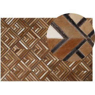 Beliani Rug TEKIR Brown 140 x 200 cm Leather