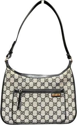 Gucci Pre-owned Shoulder Bags, female, Beige, Size: ONE SIZE Pre-owned Vintage Canvas Shoulder Bag