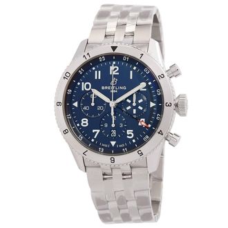 Breitling Super AVI B04 Tribute To Vought GMT 46mm Blue Dial Watch AB04451A1C1A1