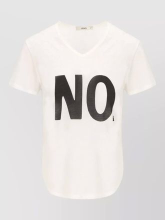 Fendi cotton v-neck short-sleeve logo-print t-shirt