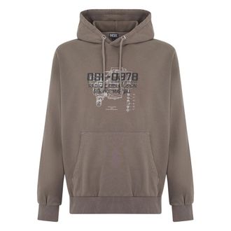 Diesel Hoodies, male, Gray, Size: XL Mud color hoodie with original print