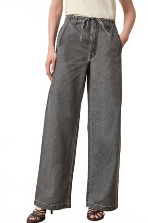 Lilla P Straight Leg Drawcord Pant In Grey Denim