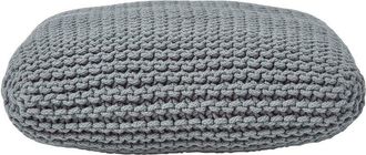Homescapes Grey Square Cotton Knitted Pouffe Floor Cushion
