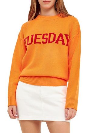 English Factory Weekday Motif Sweater in Orange/Red at Nordstrom, Size Small