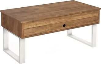 HOGAR 24 Mesa de centro Vanir elevable caj&oacute;n deslizante madera maciza natural